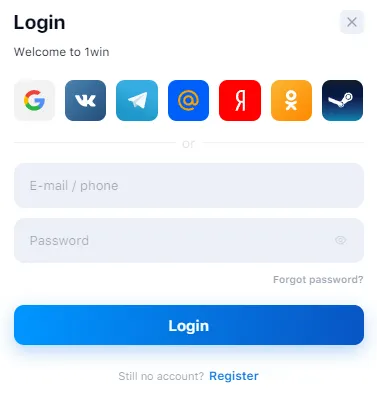 login process 1win Pakistan