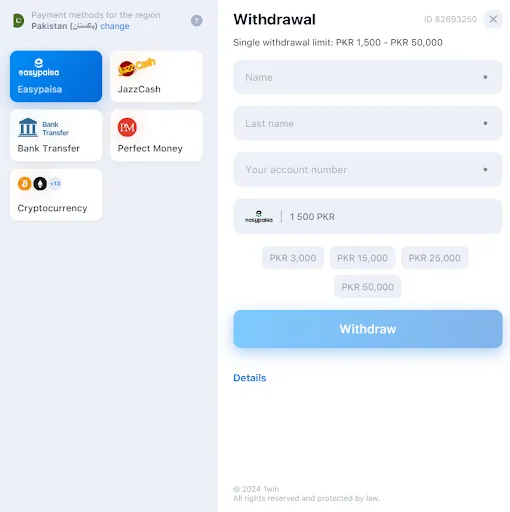 get winnings 1win Pakistan